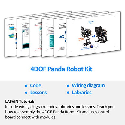 LAFVIN DIY 4-DOF Panda Robot Kit Programmable Dancing Robot Kit Support Android APP Control Compatible with Arduino IDE