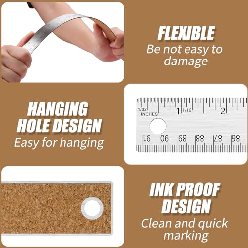 Metal Ruler 24 Inch, Non-Slip Cork Backing, Ink Bleed-Resistant Edge, 1 Pcs - style: 24"Single