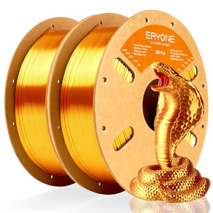 ERYONE Silk PLA Filament for 3D Printer 1.75mm +/- 0.03mm, 2KG Cardboard Spool, Silk Liquid Gold - color: 2*1kg Silk Liquid Gold, size: Silk Pla-2kg