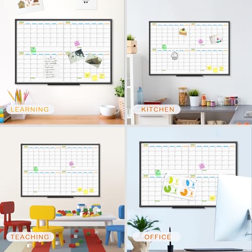 JILoffice Magnetic Dry Erase Calendar Whiteboard, 4 Month White Board Planner 36 X 24 Inch, Black Aluminum Frame Wall Mounted Board for Office Home and School - color: Black, size: 24"W x 35.8"H