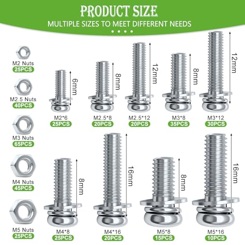 mxuteuk 800PCS Small Nut and Bolt Assortment Kit,M2 M2.5 M3 M4 M5 Metric Screws,Machine Screws Small Bolts and Nuts for DIY Projects,Electronics,Repairs - size: M2 M2.5 M3 M4 M5