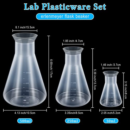 Xuhal 23 Pcs Plastic Beakers Graduated Cylinders Erlenmeyer Flask Set