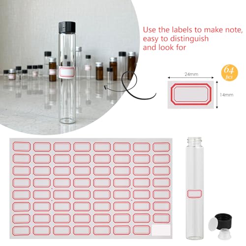 12PCS 30ml Clear Glass Small Vials with Screw Caps & Plastic Stoppers - size: 30ml
