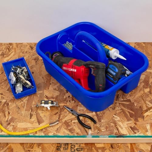 Akro-Mils 09185 Plastic Tote Tool & Supply Cleaning Caddy with Handle, (18-3/8-Inch x 13-7/8-Inch x 9-Inch), Blue (09185BLUE) - color: Blue