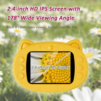 Kids Microscope 1000x Digital Handheld 2.4 in IPS Screen STEM Toy - color: Yellow