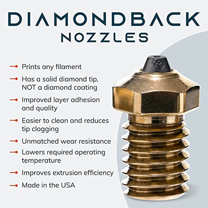 Diamondback V6 Compatible 3D Printer Nozzle, Diamond Tip, Brass, 1.0mm - size: 1.00mm