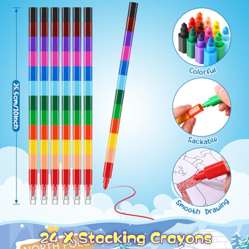 BenLouis 24 Winter Mini Coloring Books with 24 Crayons for Kids Bulk - style: Winter