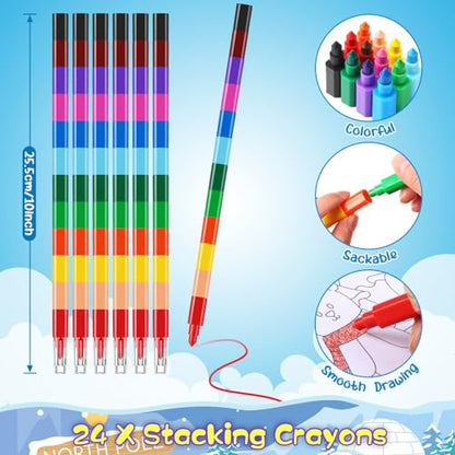 BenLouis 24 Winter Mini Coloring Books with 24 Crayons for Kids Bulk - style: Winter