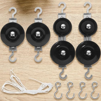 10-Piece Mechanics Pulley Block Set - Heavy Duty Metal Fixed & Movable Pulleys with Ropes, Hooks, STEM Physics Lab Science Kit & Simple Machines Teaching Equipment - size: 12.00X4.00X1.00CM