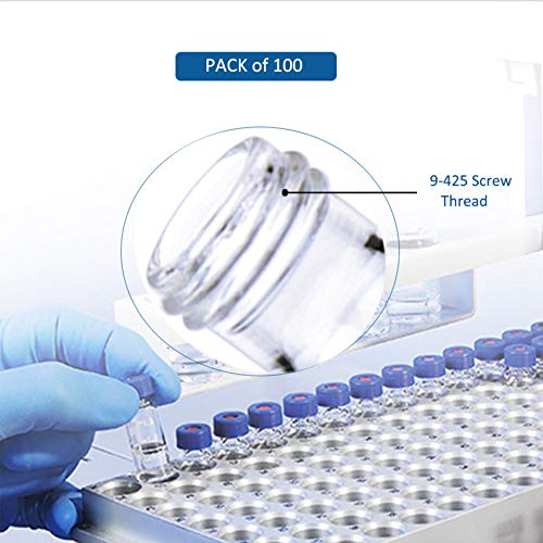 2ml Autosampler Vial, 9-425 HPLC/GC Sample Vials with Screw Caps, 100 PCS - color: Clear Vial & Red PTFE White Silicone Liner