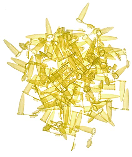 MUHWA 500 PCS Polypropylene Graduated Microcentrifuge Tubes with Snap Cap, 1.5ML Micro Test Tubes Conical Microtube Sample Vial for Laboratory (Yellow) - color: Yellow