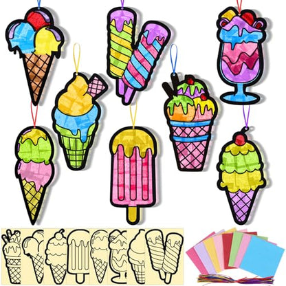 Eersida 32 Pcs Christian Cross Craft Kit, VBS Religious Suncatcher DIY - style: Ice Cream Style