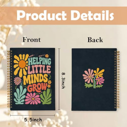 Boho Floral Teachers Gifts Spiral Notebook Journal for Women,A5 - color: Helping Little Minds Grow-2