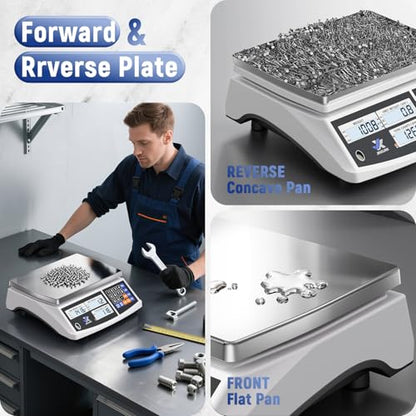 Industrial Price Counting Scale, 22lb/10kg x 0.1g Digital Bench Scale Inventory Scale for Small Parts Coin Scale, lb/g/kg/oz Units Electronic Gram Scale with LCD Backlit Display Large Platform - style: 10kg x 0.1g