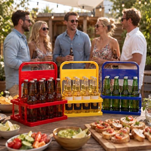 Reallnaive 3 Pcs Water Bottle Carrier Collapsible Drink Caddy with Handle