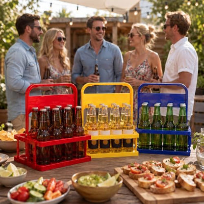 Reallnaive 3 Pcs Water Bottle Carrier Collapsible Drink Caddy with Handle