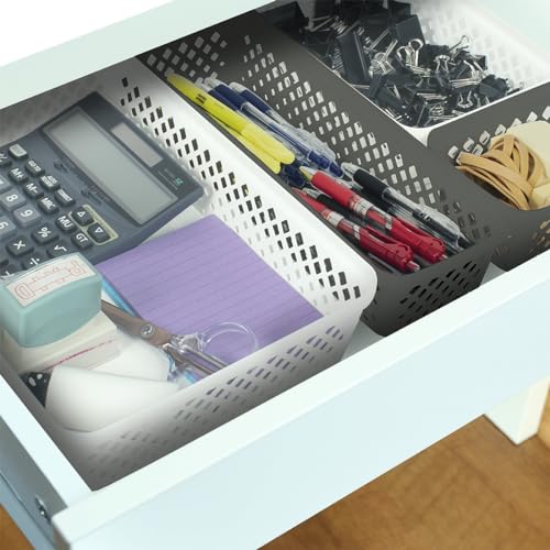 Glad Plastic Storage Basket Set - Multipurpose Drawer Trays, Kitchen Pantry Containers, and Bathroom Bins - Small Organizers, White, 6.25" L x 4.6" W x 2.7" H, 9 Count (Pack of 4) - color: White, size: Small (Pack of 4)