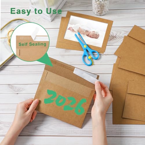 Silunkia 60 Packs Brown Photo Frame Cards with Envelopes for 5 x 7 Picture - color: Brown, size: 5x7