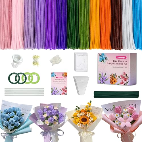 Lemosyu 850PCS Pipe Cleaner Flower Kit,24 Unique Flower Designs - color: Multicolor 850