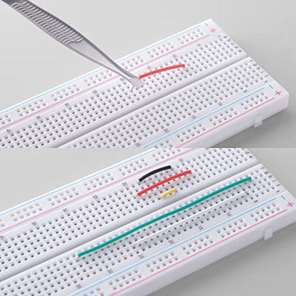 Breadboard Jumper Wire Kit:1X830&400 Breadboards,65 Flexible+140 Jumpers,1 Tweezer for Arduino Raspberry Pi - size: 1PACK