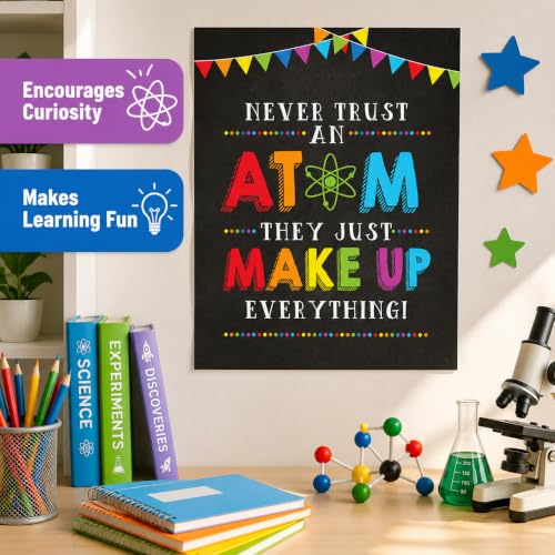 Andaz Press School Classroom Wall Art Teacher Poster, 8.5x11-inch, Never Trust an Atom They Just Make Up Everything, 1-Pack, Unframed, Kids Motivational Quotes - color: Everything