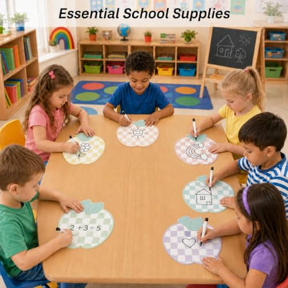 Cinrobiye 24 Pcs Dry Erase Stickers for Classroom Tables, Reusable Writable Decals with 2 Scrapers, Waterproof Dry Erase Spots for Desks, Whiteboards, Walls, Teacher - color: Apple