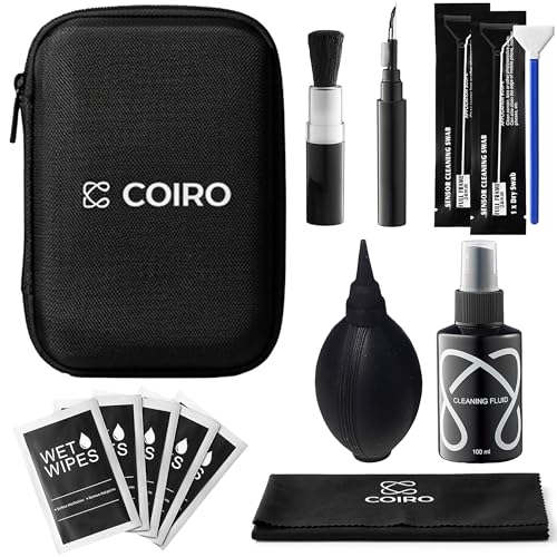 C Coiro Camera Lens Cleaning Kit 7 in 1 – Lens Pen, Air Blower, Sensor Cleaning Swabs, Lens Cleaner Spray, Wet Wipes 5 Pac, Microfiber Wipe – DSLR Mirrorless Full Frame - size: 7 IN 1