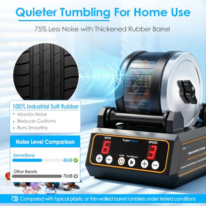 KomeStone K1 Quiet Rock Tumbler Kit for Adults, Kids & Families - color: Black