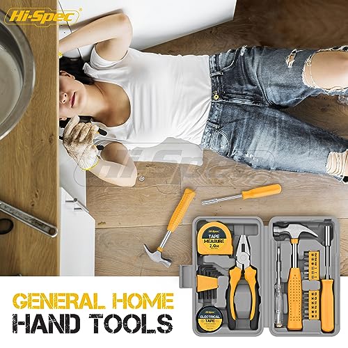 Hi-Spec Small Tool Kit Compact Set for Home and Office DIY, Yellow - color: Pale Yellow