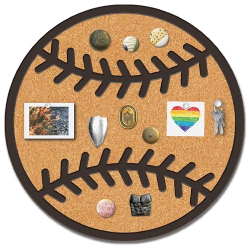 CRASPIRE Pin Cork Board Baseball Framed Bulletin Display Badge Sport 9.8x9.8 Wood Purple Decorative Corkboard Wall Mounted Memory Brooch Lapel Holder Storage for Home Office School Classroom Party - style: Baseball