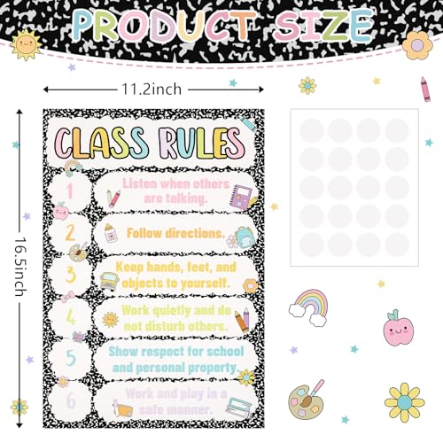 Gueevin Composition Notebook Classroom Rules Poster, 16.5 x 11.2 in