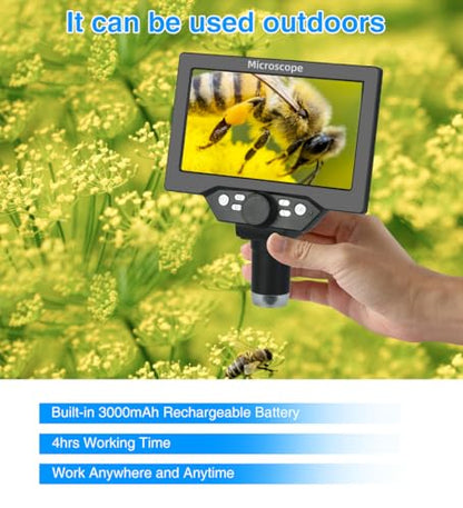Koolertron 7 Inch LCD Digital Microscope 12MP 1080P with 32G TF Card - size: 7 inch (LCD and 32GB TF Card and Remote Control)