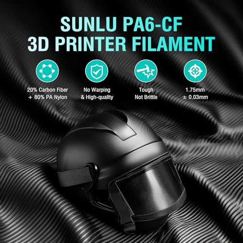 SUNLU PA6-CF20 Carbon Fiber Nylon 3D Printing Filament 1.75mm, 1KG, Black - color: 1kg Pa6-cf20 Black (Hex Code: #000000 ), size: Nylon