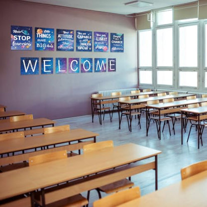 DUAIAI 13 Pieces Space Themed Classroom Decor Posters - color: Space