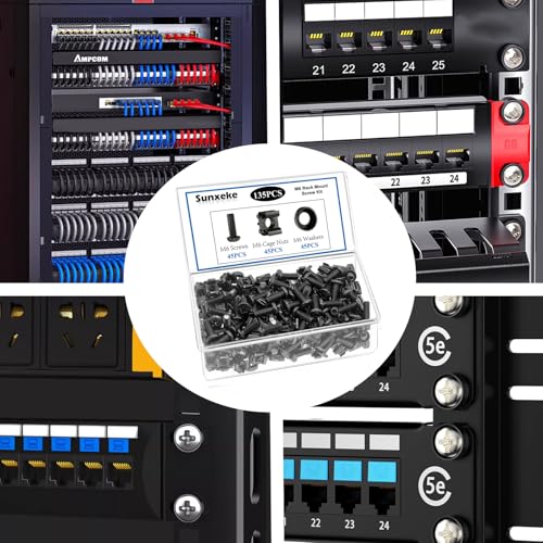 45‑Pack M6 x16mm Rack Screws, Cage Nuts & Washers Server Cabinet - color: 45Pack-M6 x 16mm-BK