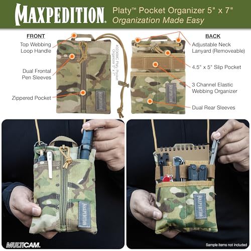 Maxpedition Platy Pocket Organizer, EDC Tool Pouch, Neck Wallet - color: Multicam, size: 5" x 7"