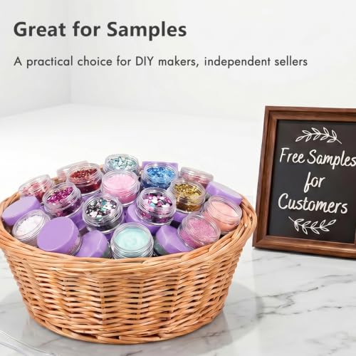 5 Gram Sample Containers 50 Count Small Travel Containers with Lids - color: Purple