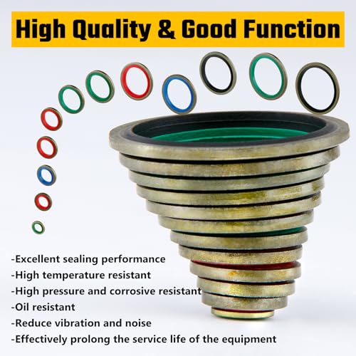 KOOTANS 240PCS 12 Sizes NBR Metal Bonded Sealing Washer Assort Kit