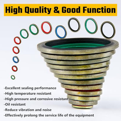 KOOTANS 240PCS 12 Sizes NBR Metal Bonded Sealing Washer Assort Kit
