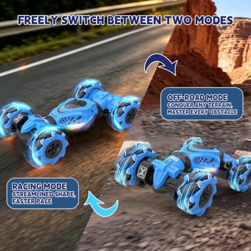 Remote Control Car - RC Drift Car Gesture Sensing Toy Boy Age 6-8-12 Gifts - color: Blue