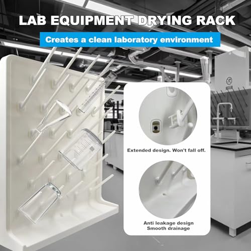 Lab Drying Rack, White, 27 Pegs - color: White, size: 27pegs