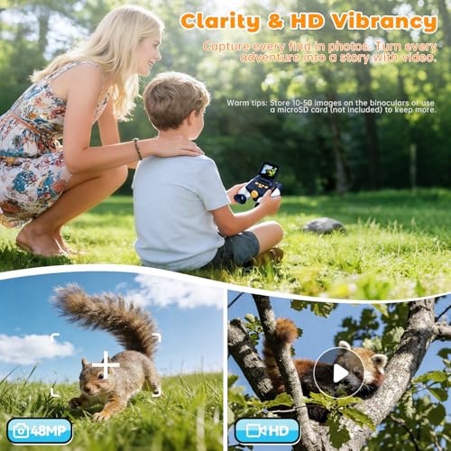 Binoculars for Kids with Night Vision - 48MP FHD Digital Camera Telescope - color: White