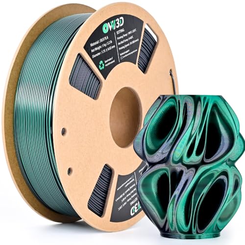 OVV3D Silk PLA Filament 1.75mm, Dual Color PLA Filament 3D Printer Filament, Black Green 3D Printing Filament +/-0.02mm, 1kg /2.2lb - color: Dual-color Black Green