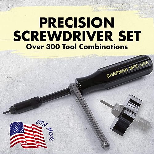 Chapman MFG 1000 Mity Master Set - Includes Phillips, Slotted, SAE & Metric MM Hex, Ball Allen Hex, JIS, Star (for Torx), Robertson Bits, Complete Set 68 USA Made Insert Bits, Mini Ratchet Hand Tool - size: 84 Piece Set