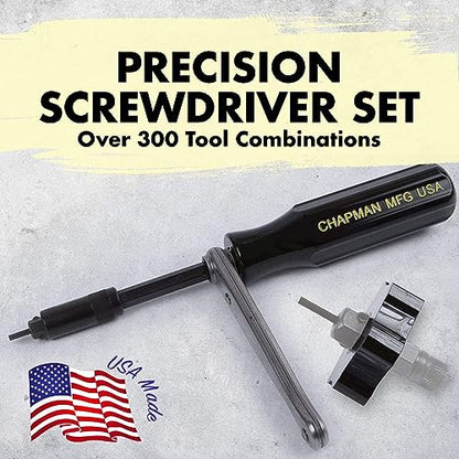 Chapman MFG 1000 Mity Master Set - Includes Phillips, Slotted, SAE & Metric MM Hex, Ball Allen Hex, JIS, Star (for Torx), Robertson Bits, Complete Set 68 USA Made Insert Bits, Mini Ratchet Hand Tool - size: 84 Piece Set