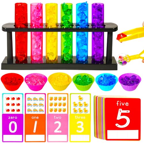 Rileryan 105 Pcs Test Tube Counting and Color Sorting Kit