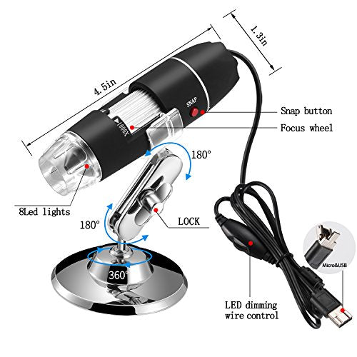 Jiusion Original 40-1000X USB Microscope with Portable Carrying Case