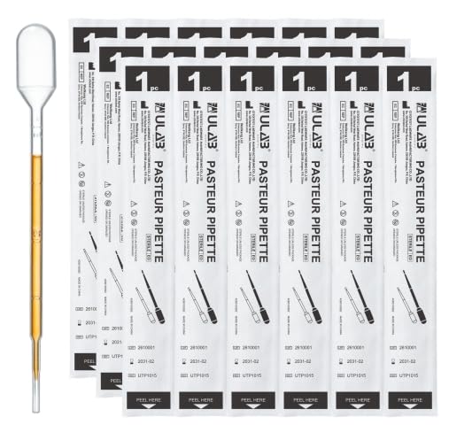 ULAB 100 Pcs Sterile Transfer Pipettes, Individual Peel-Pack, Vol. 3ml, 0.25ml Graduation Interval, 140mm Long, Low-Density Polyethylene Material, UTP1015 - style: Vol.3ml, 100pcs, Individual Peel-Pack