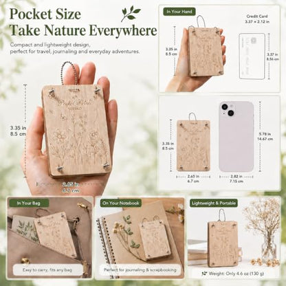 Suziko Pocket Flower Press Kit, Portable Mini Wooden Flower Press with10 Layers Drying Boards & Papers