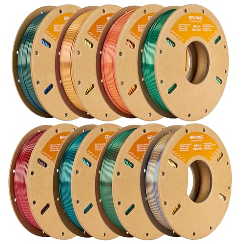 ERYONE PLA Filament 3D Printer Filament Bundle Multicolor 1.75mm +/- 0.03mm, PLA Filament 250g Spool, 8 Rolls, Silk Series 3 - color: Silk Series 3, size: 2KG